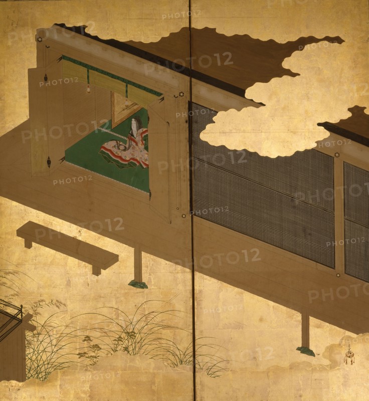 Six-fold screen depicting tales of Ise, 1617-1691. Creator: Tosa Mitsuoki.