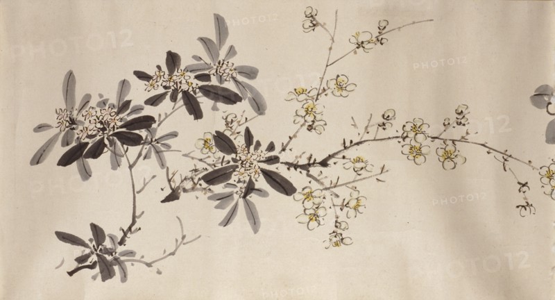 Flowering plants of the four seasons, 1842. Creator: Oda Kaisen.