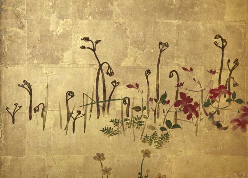 Screen with spring and summer flowers, 1st half of the 18th century. Creator: Watanabe Shiko.