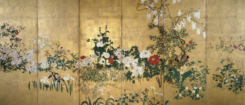Screen with spring and summer flowers, 1st half of the 18th century. Creator: Watanabe Shiko.