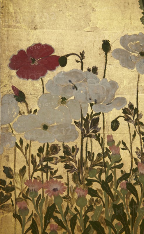 Screen with spring and summer flowers, 1st half of the 18th century. Creator: Watanabe Shiko.