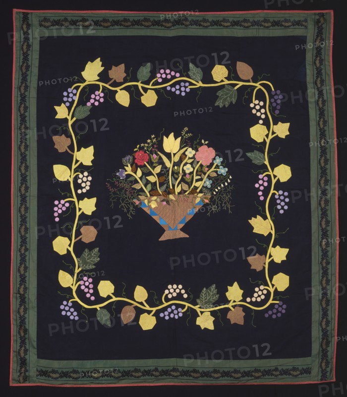 Bedcover (Basket of Flowers Quilt), Kentucky, c.  1860. Creator: Unknown.