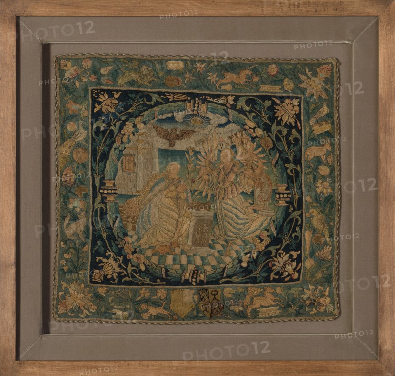 Pillow Cover (Depicting the Annunciation), Switzerland, 1550/1600. Creator: Unknown.