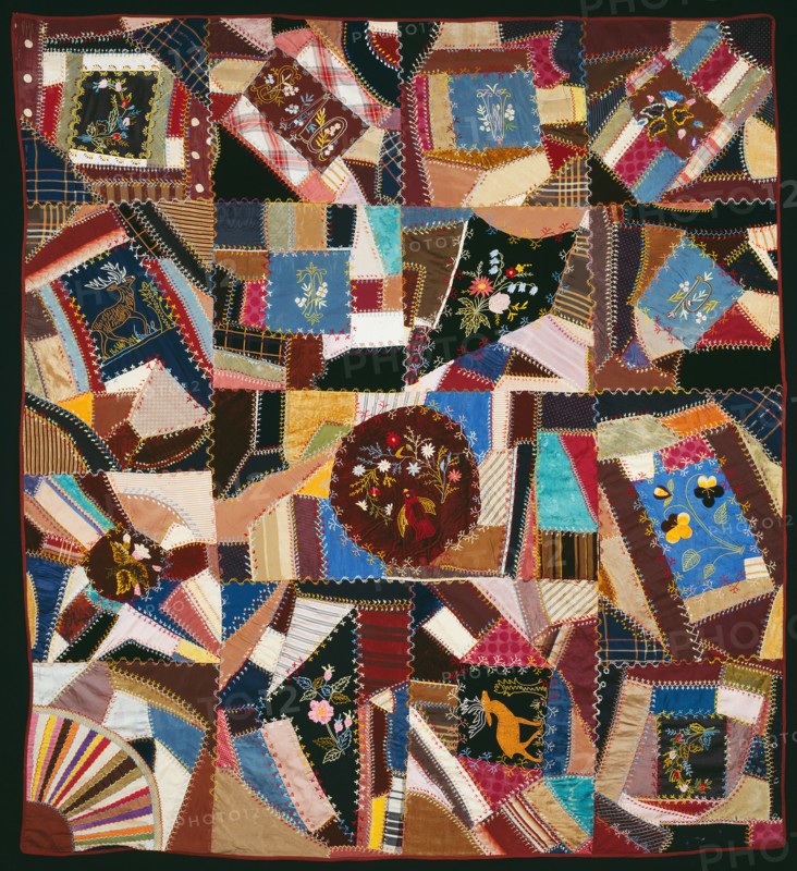 Bedcover (Crazy Quilt), United States, 1885. Creator: Unknown.