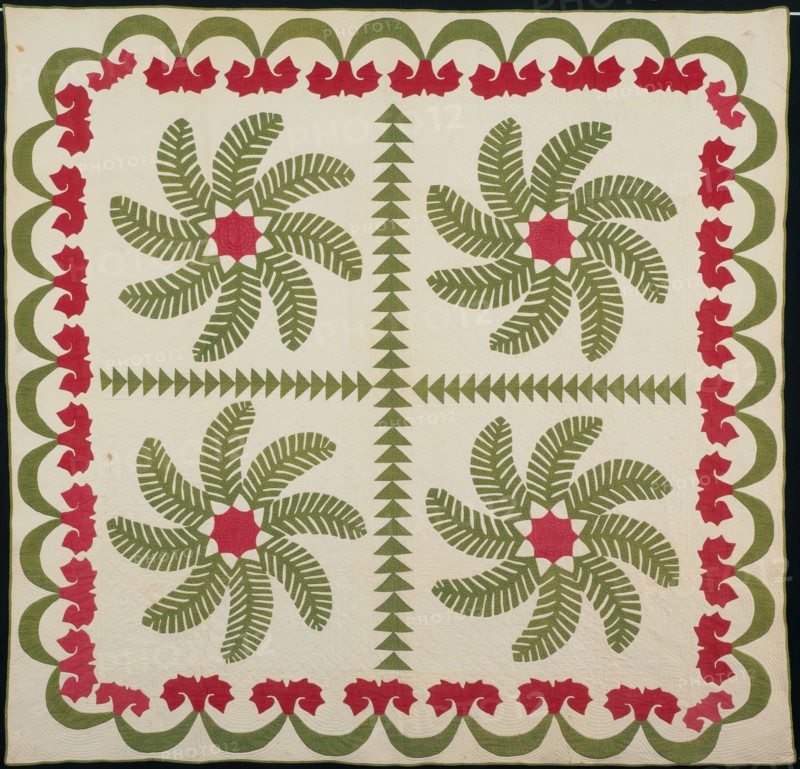 Bedcover (Princess Feather or Ostrich Plume Quilt), United States, c. 1850. Creator: Unknown.