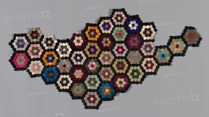 Fragment from Bedcover (Mosaic or Honeycomb Quilt), United States, 1876. Creator: Unknown.