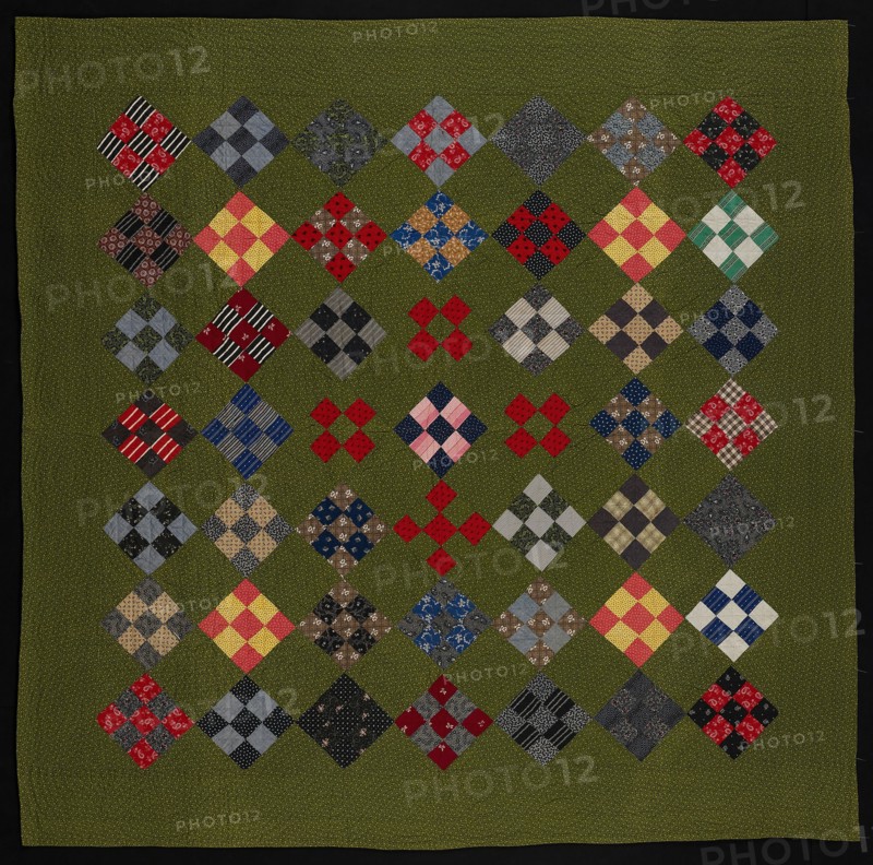 Bedcover ("Nine Patch" Quilt), United States, late 19th century. Creator: Unknown.