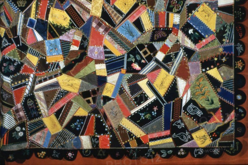 Bedcover (Crazy Quilt), Massachusetts, 1887/88. Creator: Unknown.