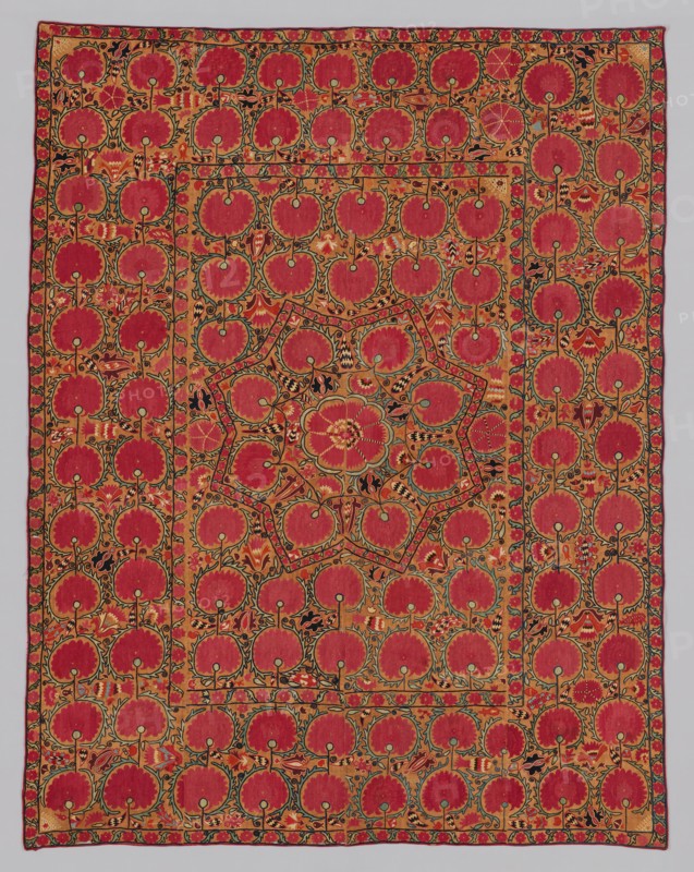 Suzani (large hanging or cover), Uzbekistan, 1840/1890. Creator: Unknown.