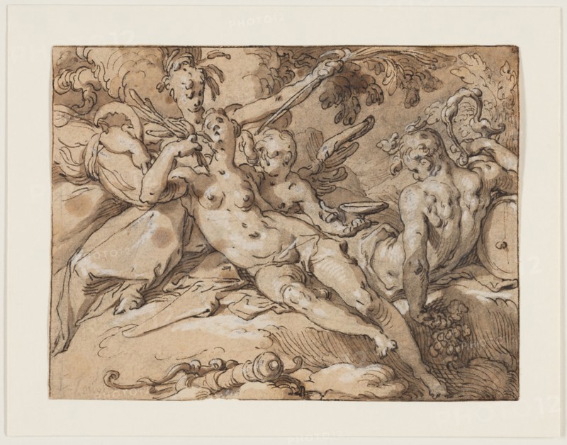 Venus and Bacchus (Without Ceres and Bacchus Venus would Frieze), 1590-95. Creator: Abraham Bloemaert.
