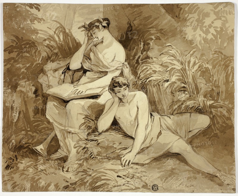 Muse and Poet, n.d. Creator: Alfred Chalon.