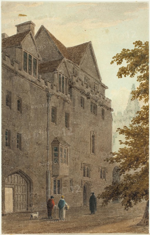 Old Magdalen Hall from the Gravel Walk Burnt Down A.D., 1815/16. Creator: Frederick Mackenzie.