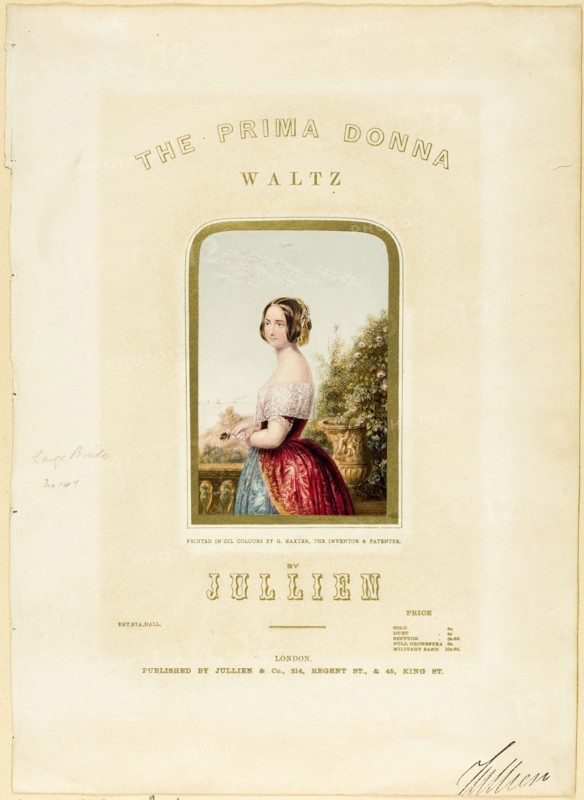 The Bride, cover for The Prima Donna Waltz sheet music, 1850. Creator: George Baxter.