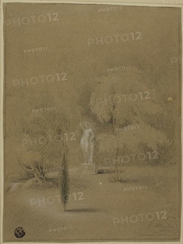 Statue on Lawn in Epsom, 1809. Creator: George Henry Harlow.