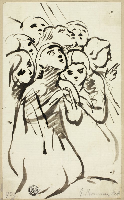 Kneeling Figures Huddled Together, n.d. Creator: George Romney.
