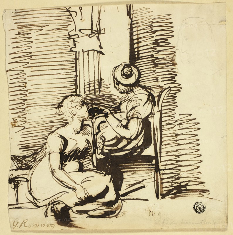 Two Women in Interior, n.d. Creator: George Romney.