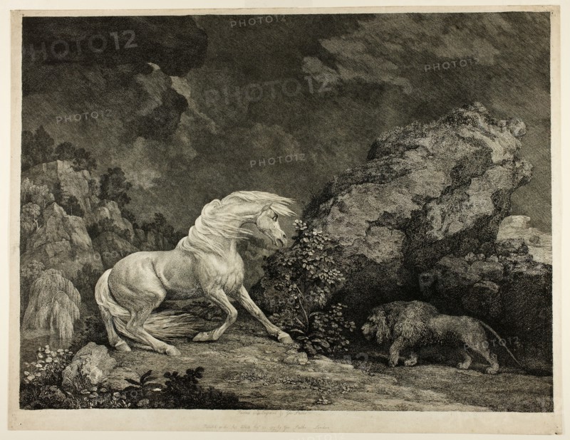 A Horse Affrighted by a Lion, September 25, 1777. Creator: George Stubbs.
