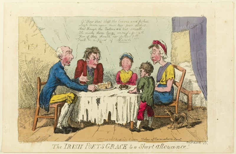 Irish Poets Grace to Short Allowance!, 1805-1810. Creator: Isaac Cruikshank.