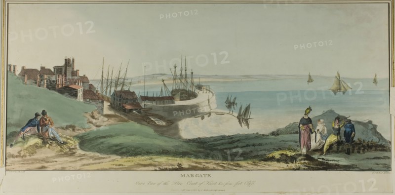 Margate, Outer View of the Pier, Coast of Kent, and from Fort Cliffs, published June 1, 1805. Creator: John Raphael Smith.