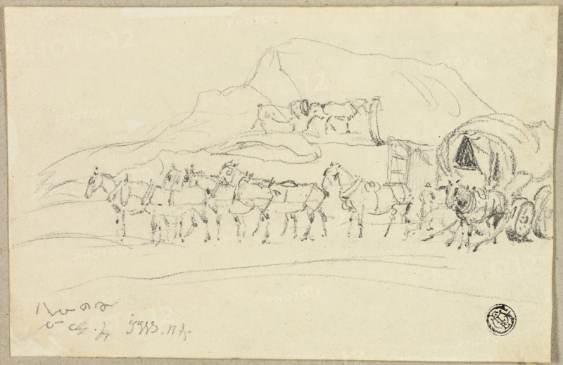 Wagon with Eight Horses Being Hitched, n.d. Creator: John Ward I.