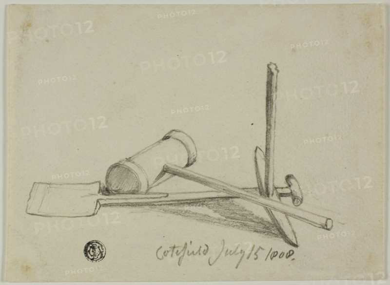 Mallet, Pick and Shovel, 1808/47. Creator: Joshua Cristall.