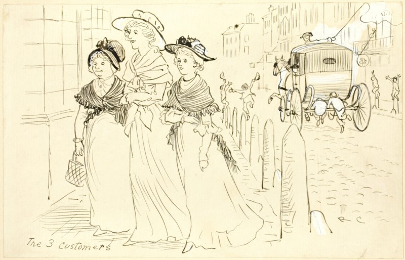 The Three Customers, n.d. Creator: Randolph Caldecott.