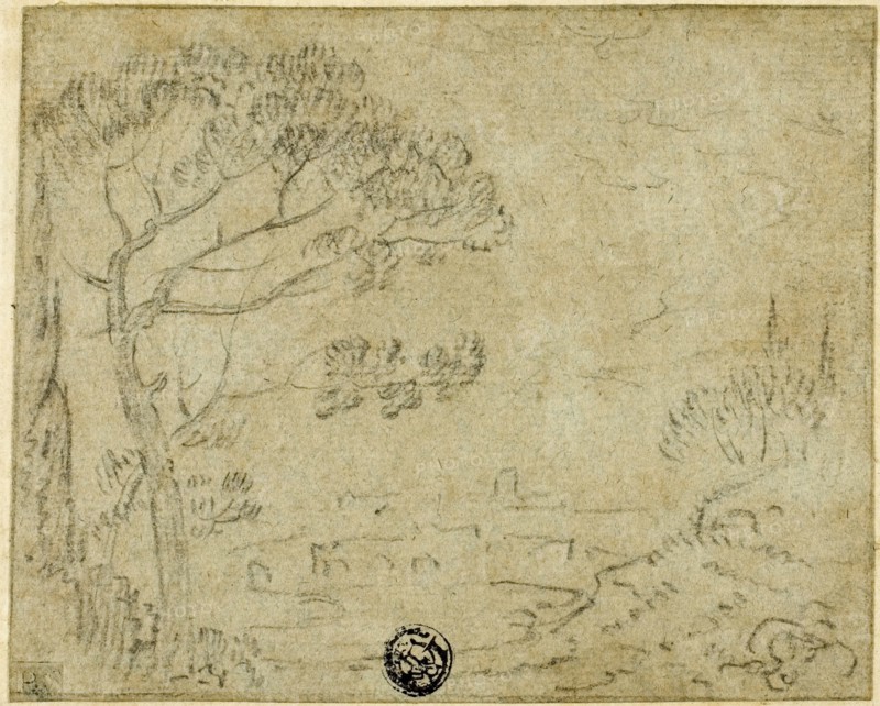 Italian Landscape with Umbrella Pine in Foreground, n.d. Creator: Richard Wilson.