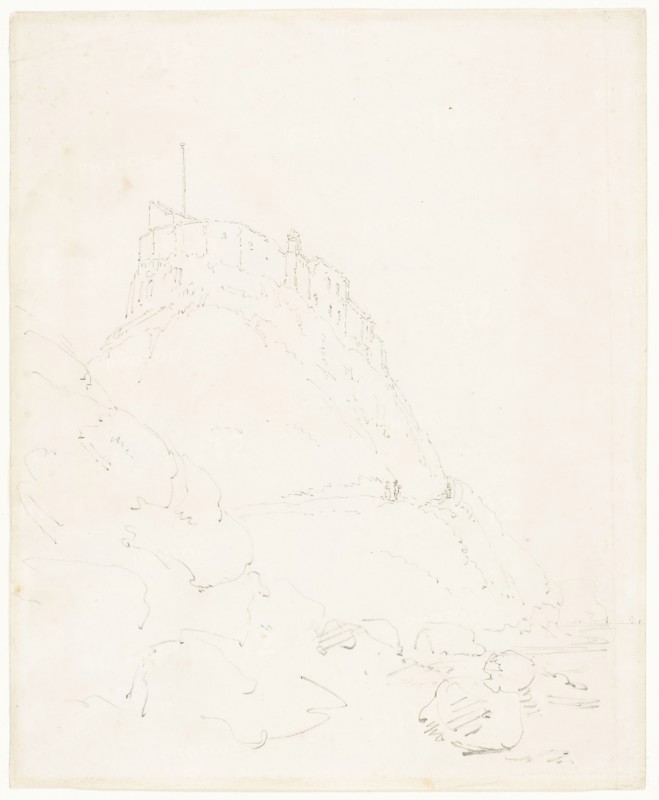 Holy Island Castle, Durham, n.d. Creator: Thomas Girtin.