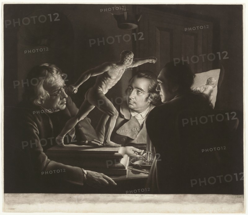 Three Persons Viewing the Gladiator by Candlelight, 1769. Creator: William Pether.