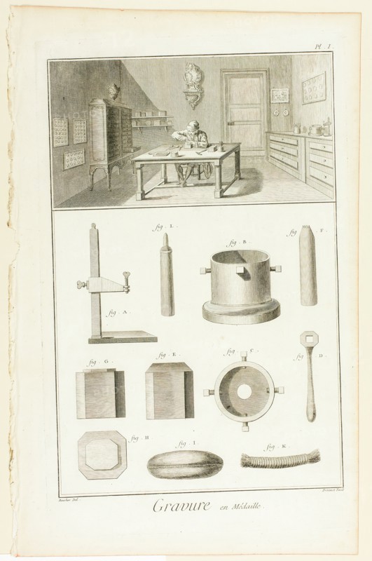 Medal Engraving, from Encyclopédie, 1762/77. Creator: Benoit-Louis Prevost.
