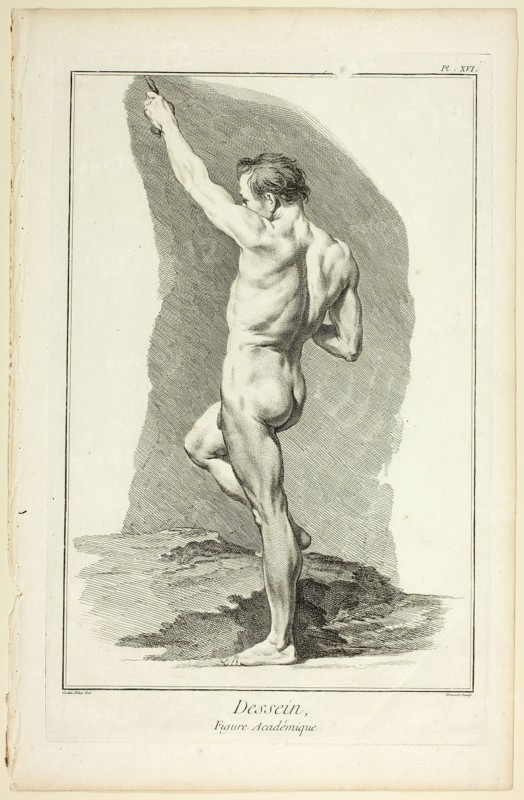 Design: Academic Figure, from Encyclopédie, 1762/77. Creator: Benoit-Louis Prevost.