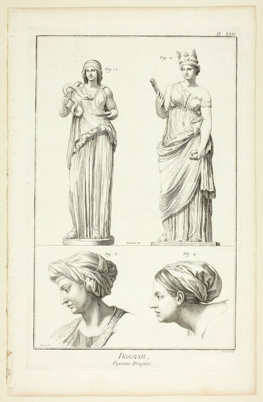 Design: Draped Figures, from Encyclopédie, 1762/77. Creator: Benoit-Louis Prevost.