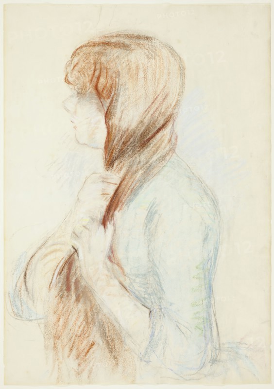 Girl Plaiting her Hair (La Natte), 1894. Creator: Berthe Morisot.