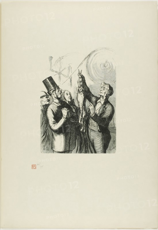 At the Universal Exhibition: The producer of felt hats. Here you can see a l..., 1867, printed 1920. Creator: Charles Maurand.