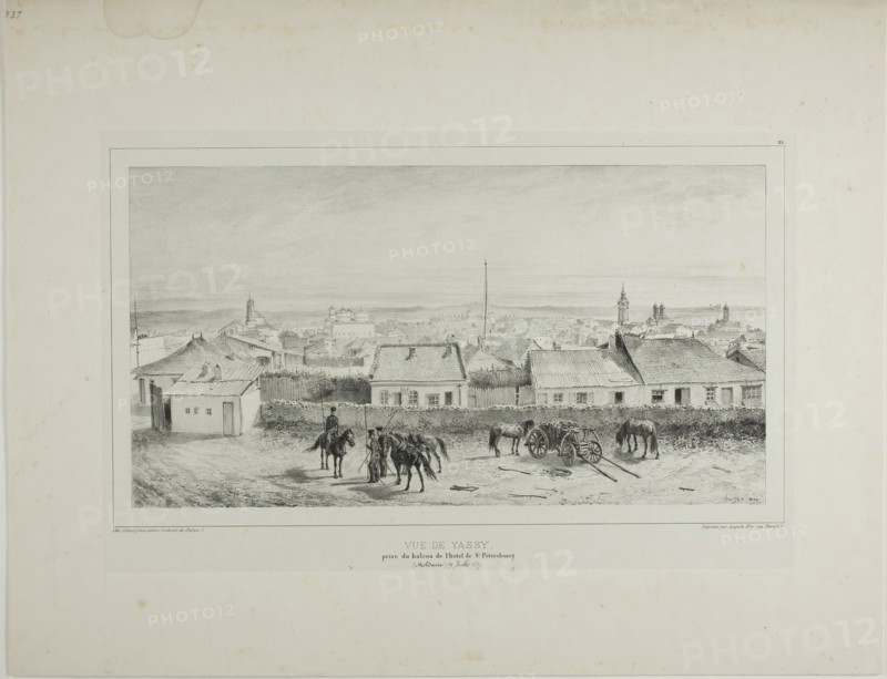 View of Yassy Taken from the Balcony of the St. Petersburg Hotel, Moldavia, July 19, 1837, 1840. Creator: Auguste Raffet.