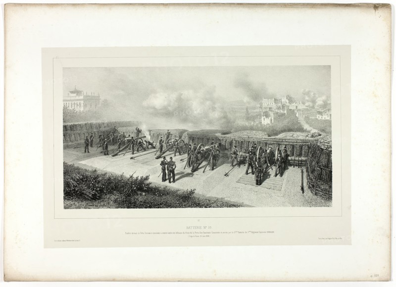 Battery no.10, from Souvenirs d’Italie: Expédition de Rome, 1859. Creator: Auguste Raffet.