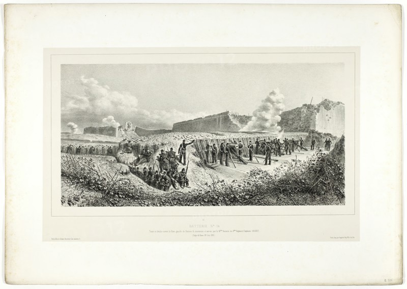 Battery no.14, from Souvenirs d’Italie: Expédition de Rome, 1859. Creator: Auguste Raffet.
