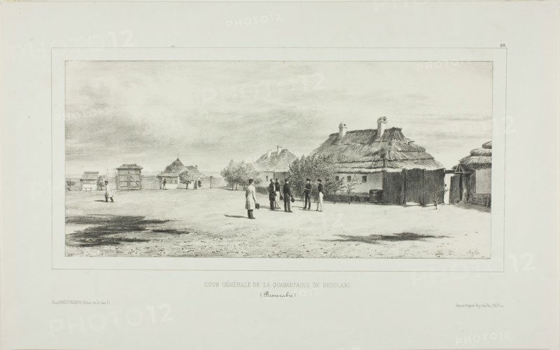 Courtyard of the Quarantine General, Skoulani, Bessarabia, 1839. Creator: Auguste Raffet.
