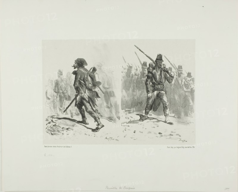 Sheet of Sketches, 1842. Creator: Auguste Raffet.