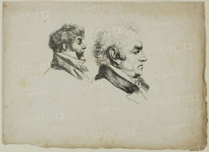 Profile Portrait of the Printers Brunet and Lasteyrie, 1816. Creator: Vivant Denon.
