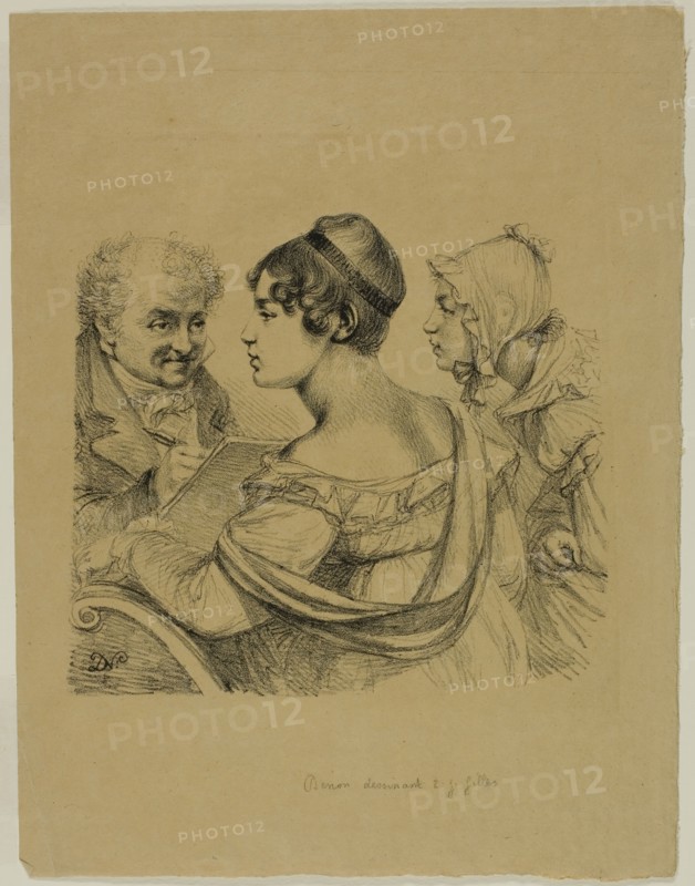 Self-Portrait with Two Young Ladies, c. 1816–17. Creator: Vivant Denon.
