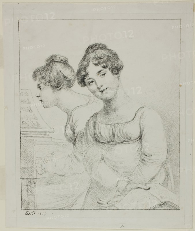 Madame Lavallée and Madame de Valory, 1817. Creator: Vivant Denon.