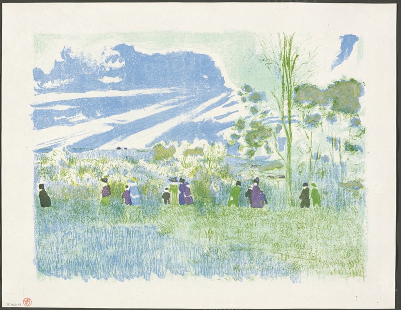 Across the Fields, plate three from Landscapes and Interiors, 1899. Creator: Edouard Vuillard.