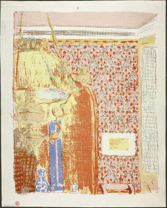 Interior with Pink Wallpaper II, plate six from Landscapes and Interiors, 1899. Creator: Edouard Vuillard.