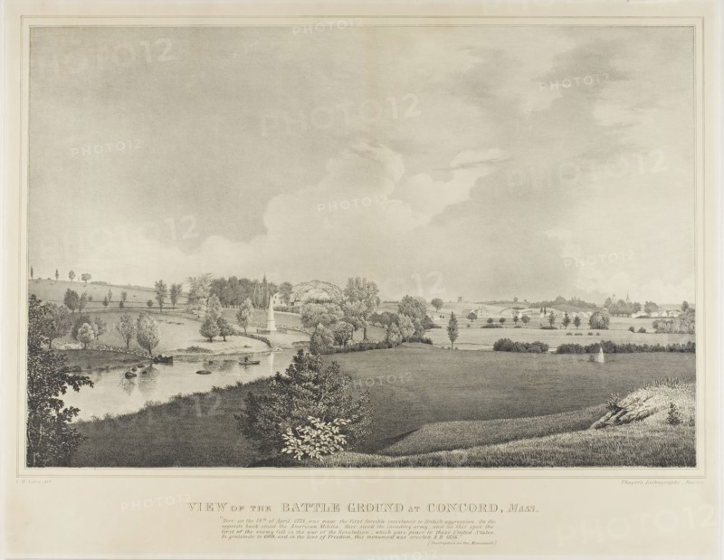 View of the Battle Ground at Concord, Massachusetts, c. 1850. Creator: Fitz Hugh Lane.