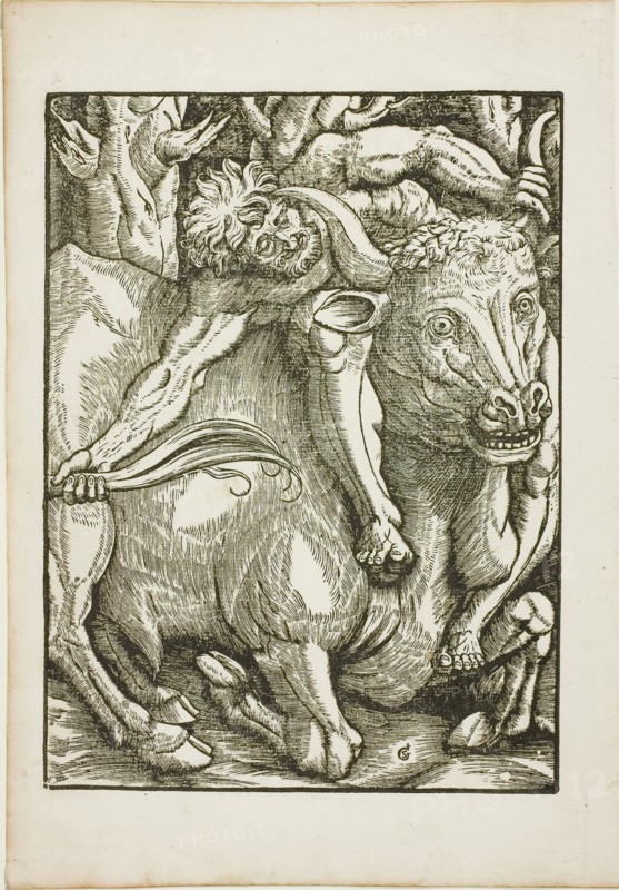 The Labors of Hercules: Hercules Capture of the Cretan Bull, c. 1528. Creator: Gabriel Salmon.