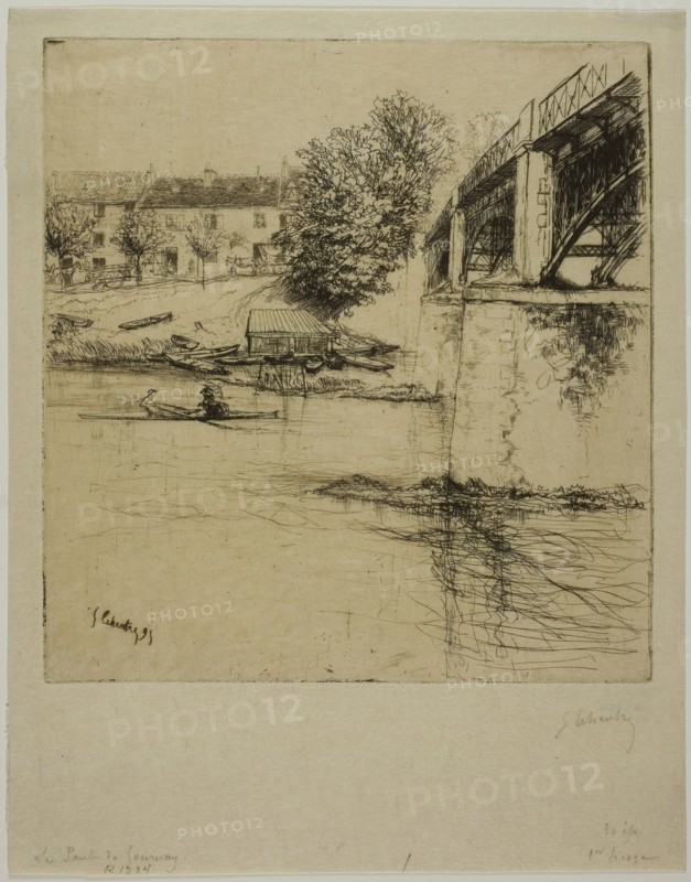The Bridge at Gournay, from the Side, 1895. Creator: Gustave Leheutre.