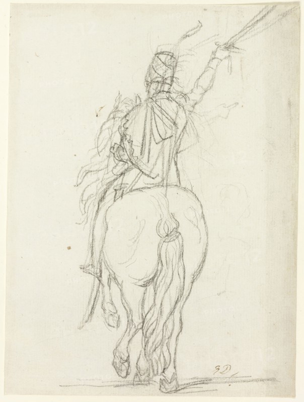 Mounted Officer from the Back, c. 1810. Creator: Jacques-Louis David.