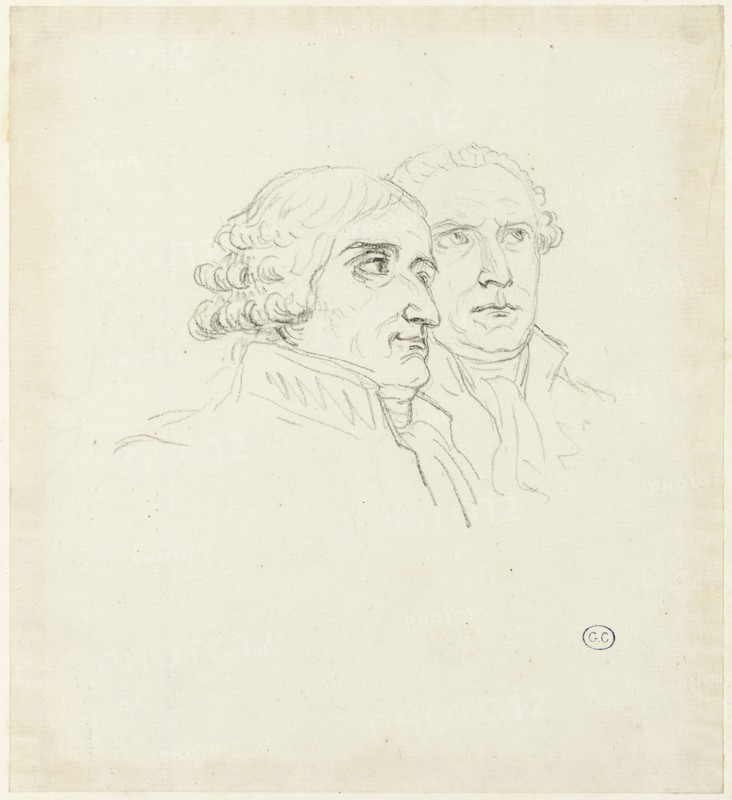 Studies for Distribution of Eagles: The Archi-Chancelier, Cambacérés and the Archi-Tres..., c. 1810. Creator: Jacques-Louis David.