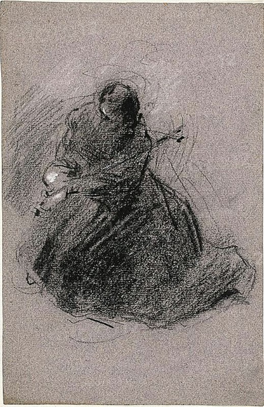 Saint Francis (recto); Two Figures (verso), 1847/75. Creator: Jean-Baptiste Carpeaux.